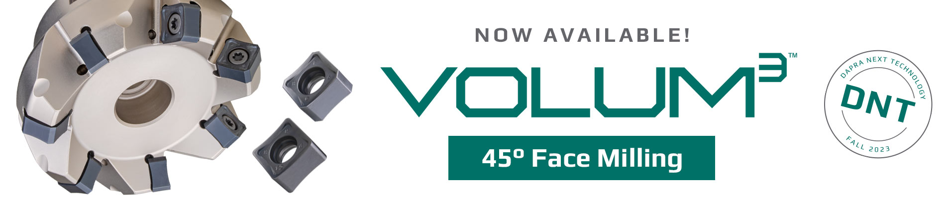 VOLUM3 indexable 45-degree face milling platform